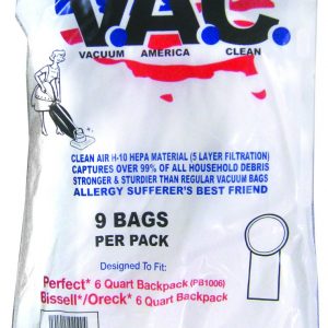 Perfect Vacuum Bags for 6 Quart Perfect Backpack, Bissell and Oreck - 9 Pack